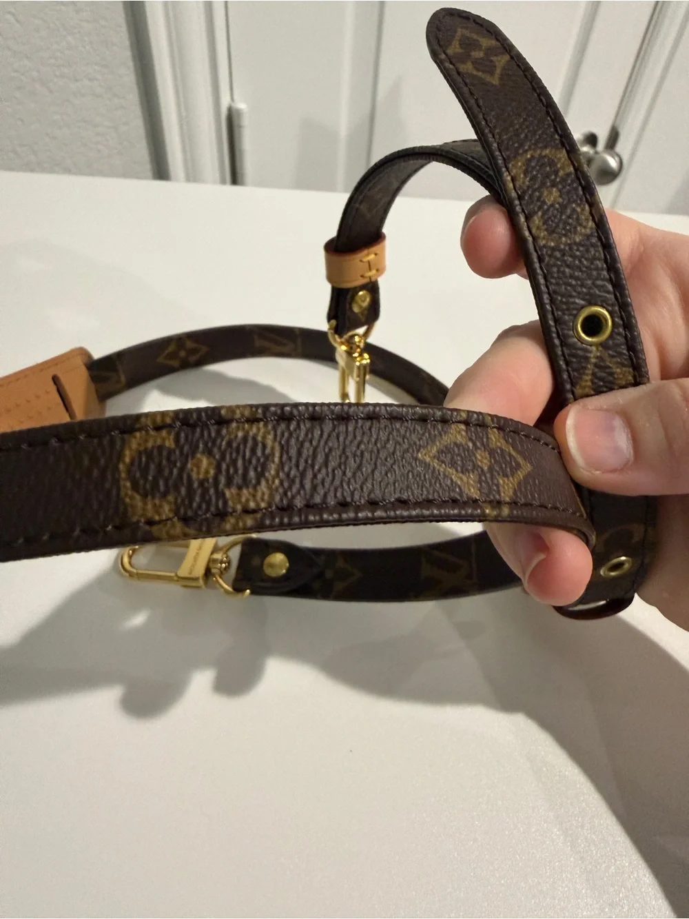 LV Adjustable Strap 16mm Monogram Full Set with COA